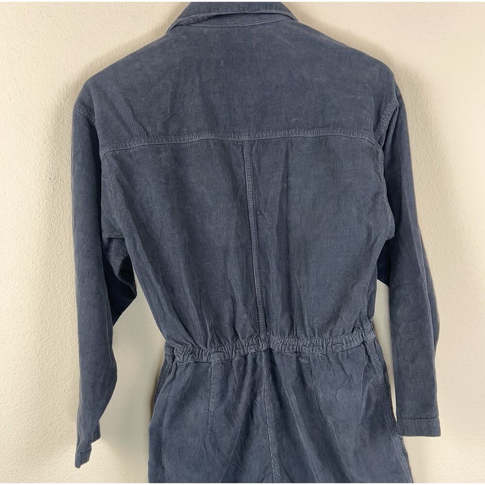 Overlover Blue Corduroy Jumpsuit M Elastic Waist Utility Workwear Made USA - Picture 4 of 8